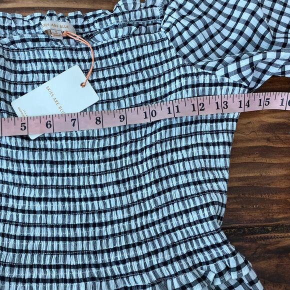 NEW Skies Are Blue Gingham Smocked Blouse Size Small - Picture 7 of 11